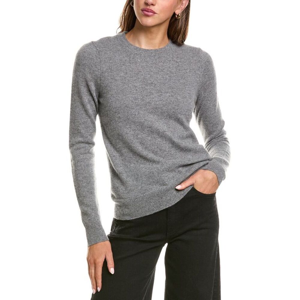Incashmere Womens Basic Crewneck 100% Cashmere Sweater, Grey